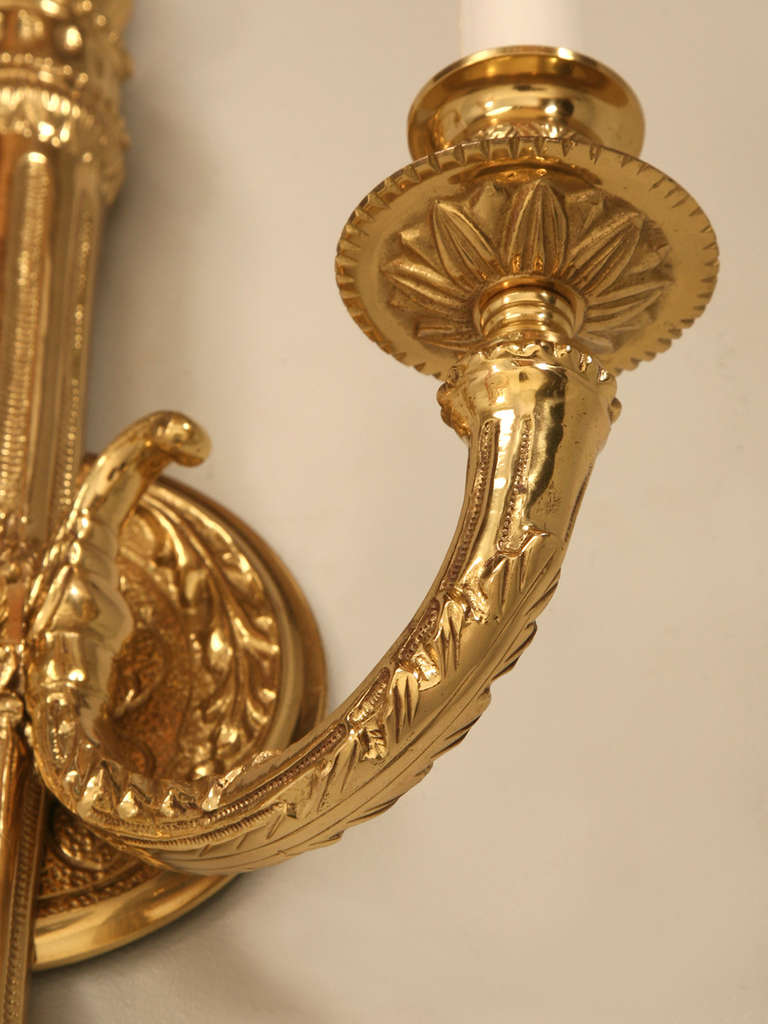 Vintage Solid Brass French Sconces 3