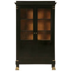 Antique French Ebonized Mahogany Bookcase with Paw Feet