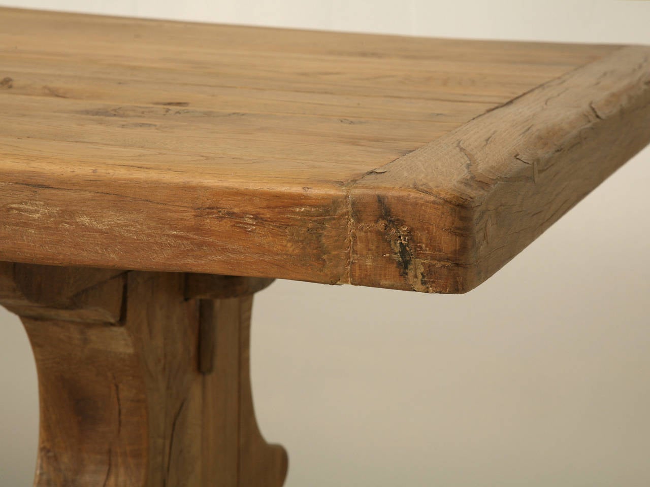Antique French White Oak Trestle Dining Table at 1stDibs