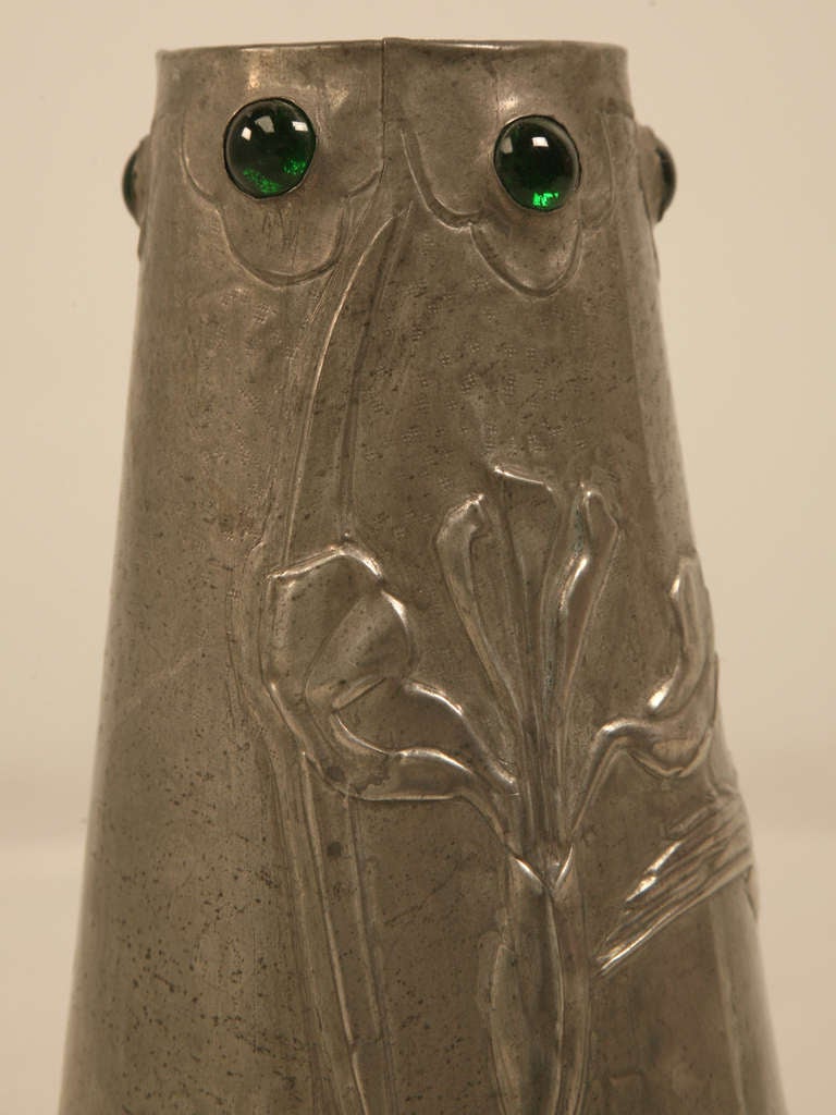 20th Century Signed French Art Nouveau Metal Vase