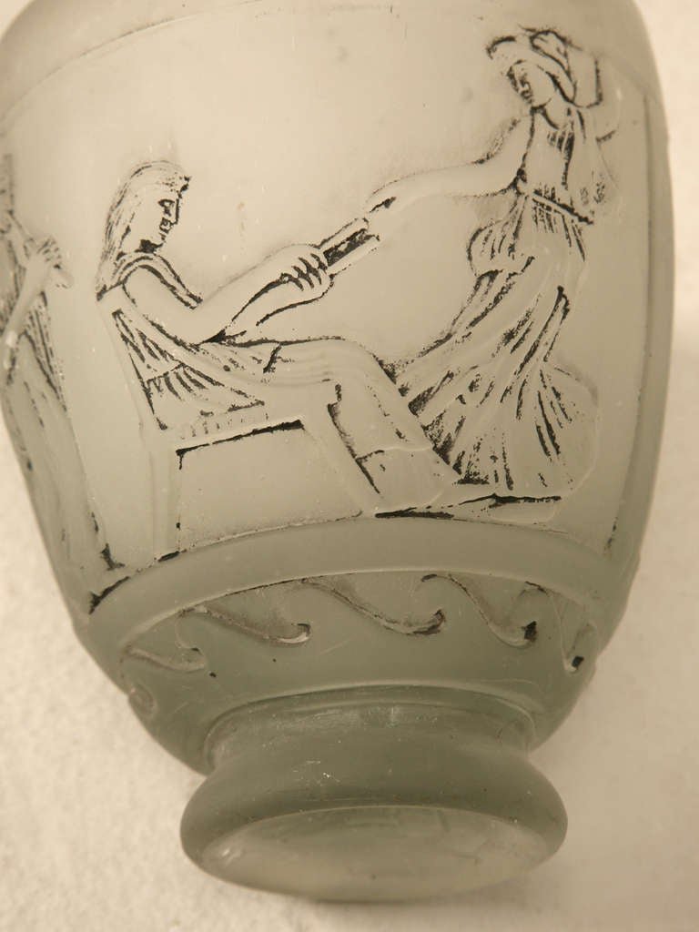 Signed Georges de Feure Molded Pressed Glass Vase For Sale 1