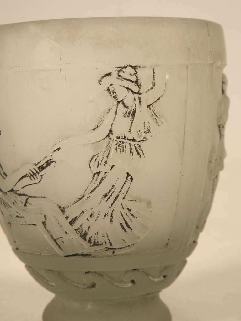 Signed Georges de Feure Molded Pressed Glass Vase For Sale 2