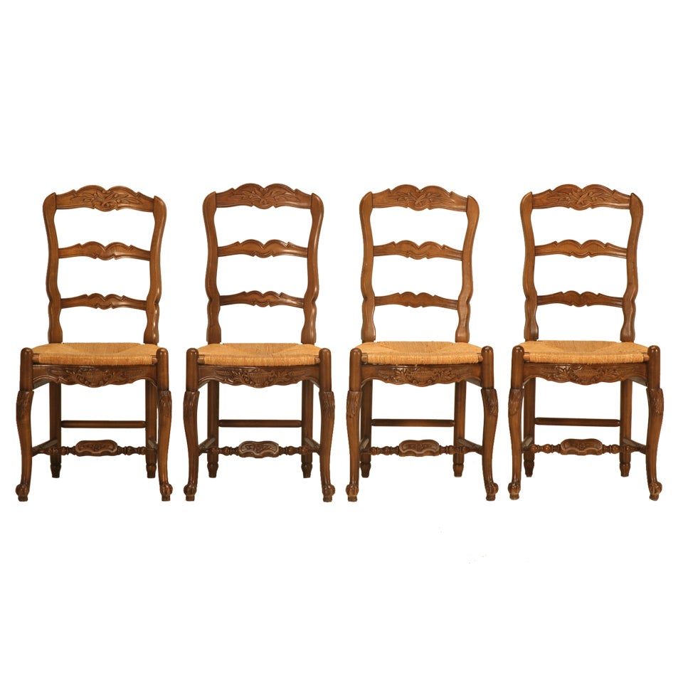 Set of 4 Vintage Country French Ladderback Side Chairs