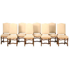 Antique Set of Eight French Os du Mouton Dining Chairs, circa 1900