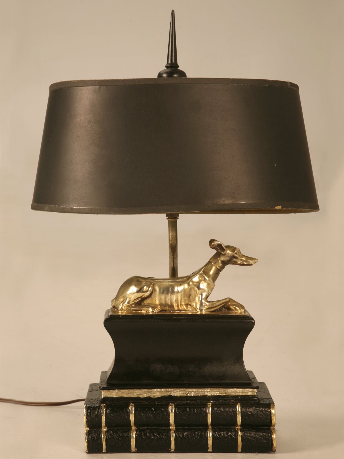 Stately Vintage Chapman Desk or Table Lamp w/Statuesque Solid Brass Whippet Dog