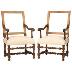 Pair of circa 1880 French Walnut Throne Chairs