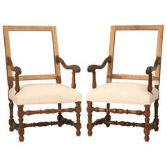 Used Pair of circa 1880 French Walnut Throne Chairs