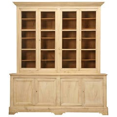 French Walnut Bookcase or China Cabinet in a Limed Finish, circa 1800s