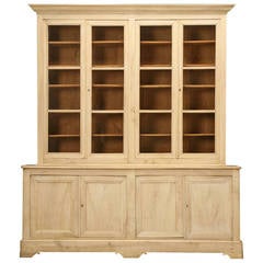 Antique French Walnut Bookcase or China Cabinet in a Limed Finish, circa 1800s