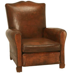 French Art Deco Leather Club Chair, circa 1930s