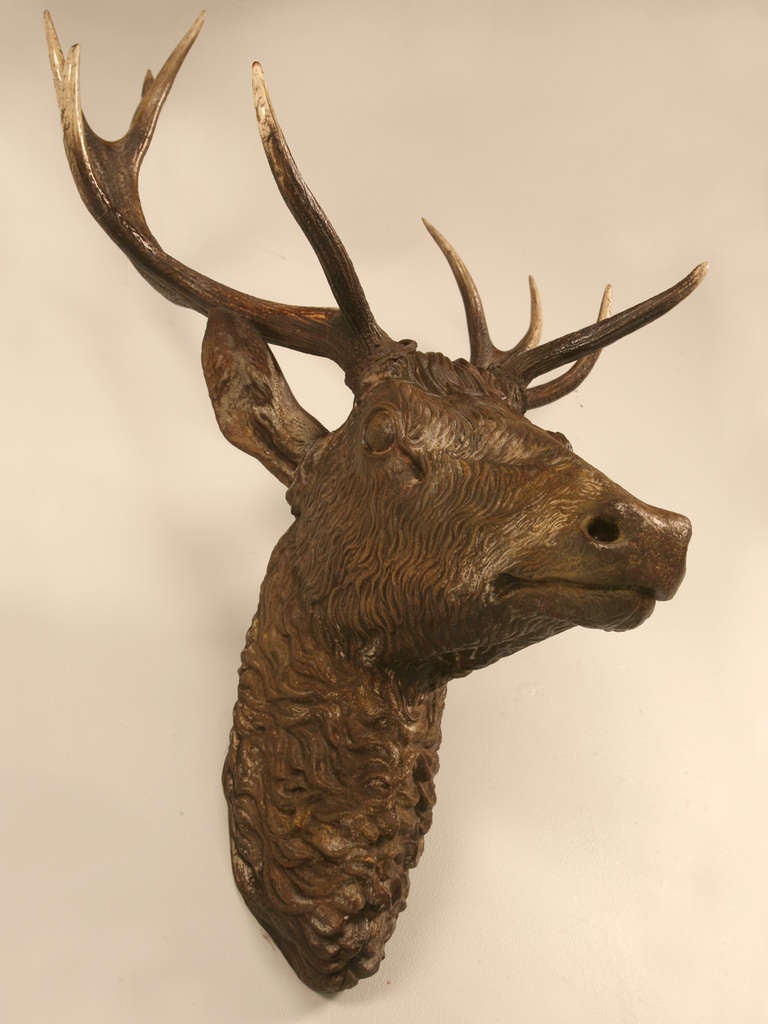 Rare Original Antique French Cast Iron Deer/Stag Wall Trophy Mount 2