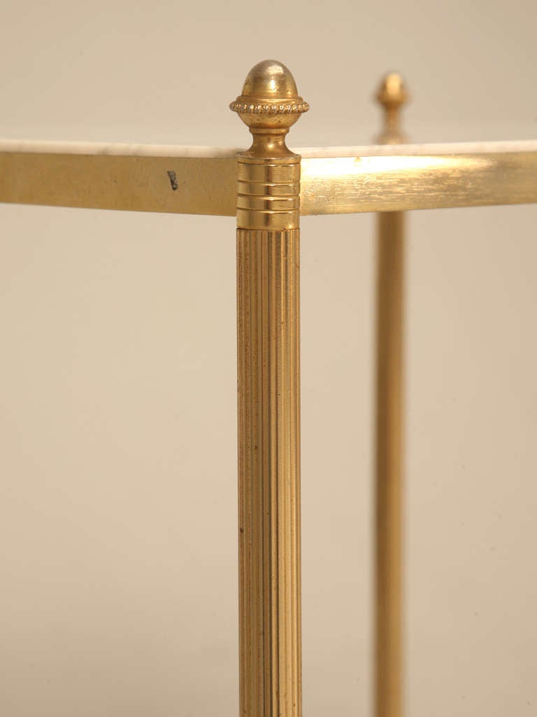 Mid-20th Century Vintage Marble and Brass Plated 2-Tier Table