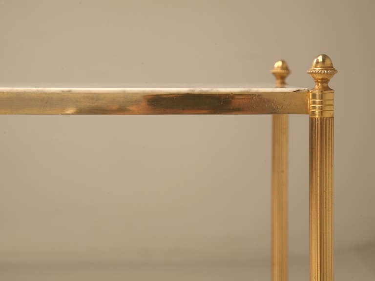 Vintage Marble and Brass Plated 2-Tier Table 1