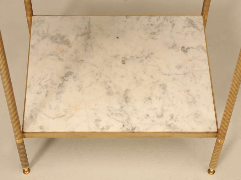 Vintage Marble and Brass Plated 2-Tier Table 3