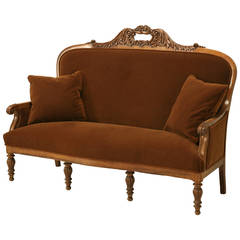 French Walnut Settee Completely Restored, circa 1880