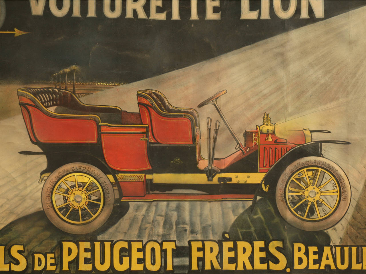 Art Nouveau Automobile Poster for Voiturette 