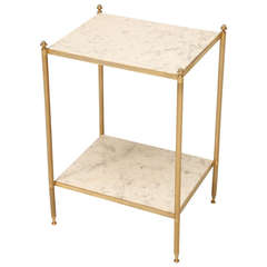 Vintage Marble and Brass Plated 2-Tier Table