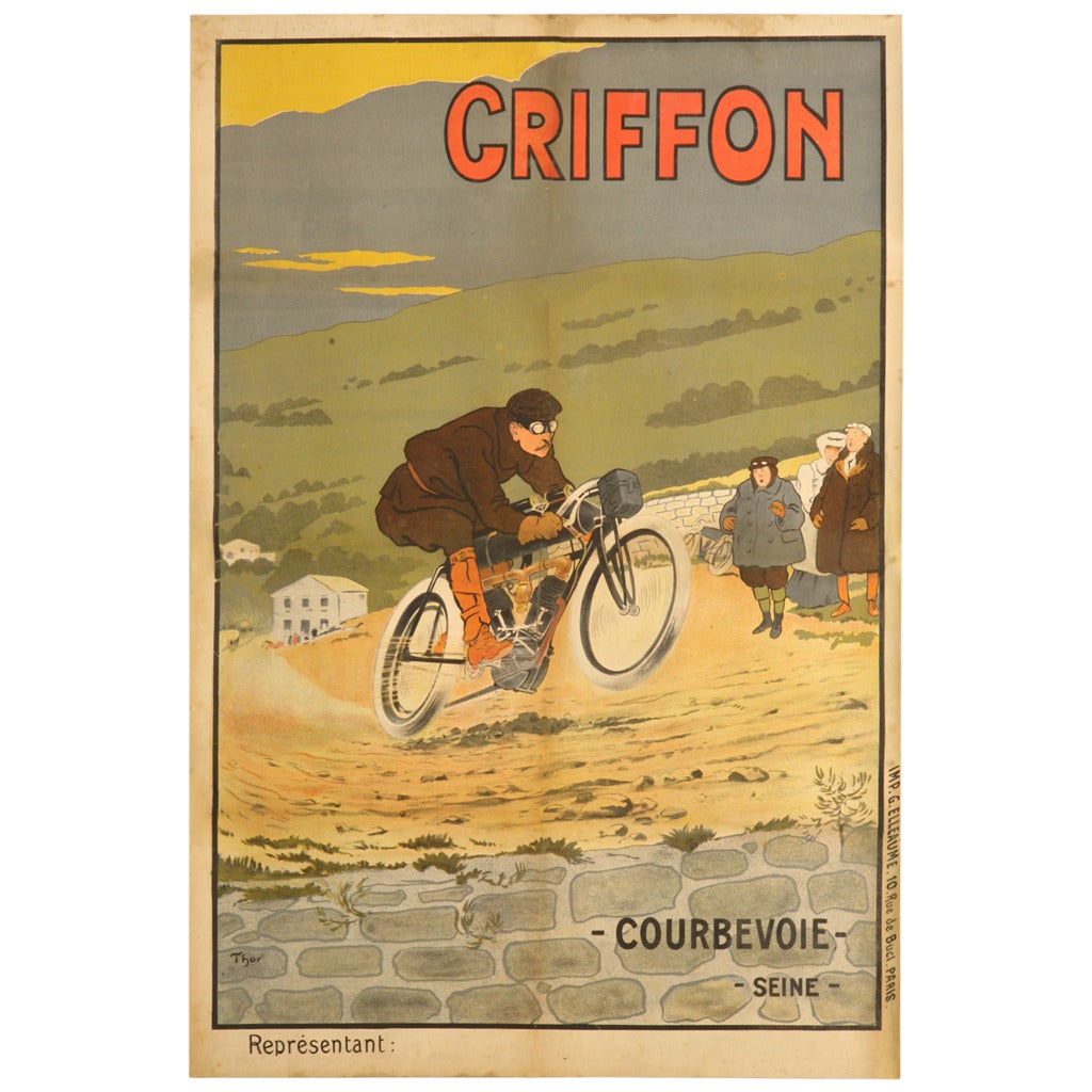 Motorcycle Poster by Walter Thor, circa 1910