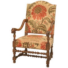 Magnificent Antique French Throne Chair w/Carved Ram Heads