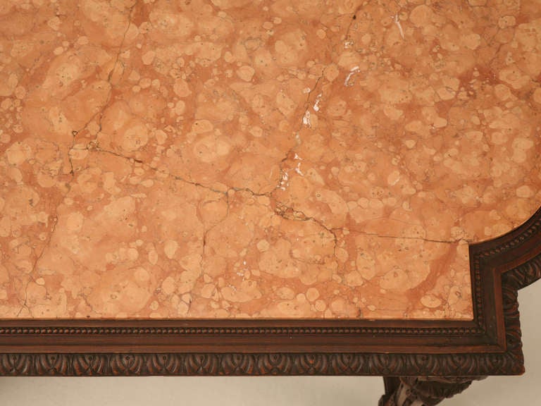 Stellar Original Antique French Hand Carved Walnut Louis XVI Hall/Library Table In Good Condition In Chicago, IL