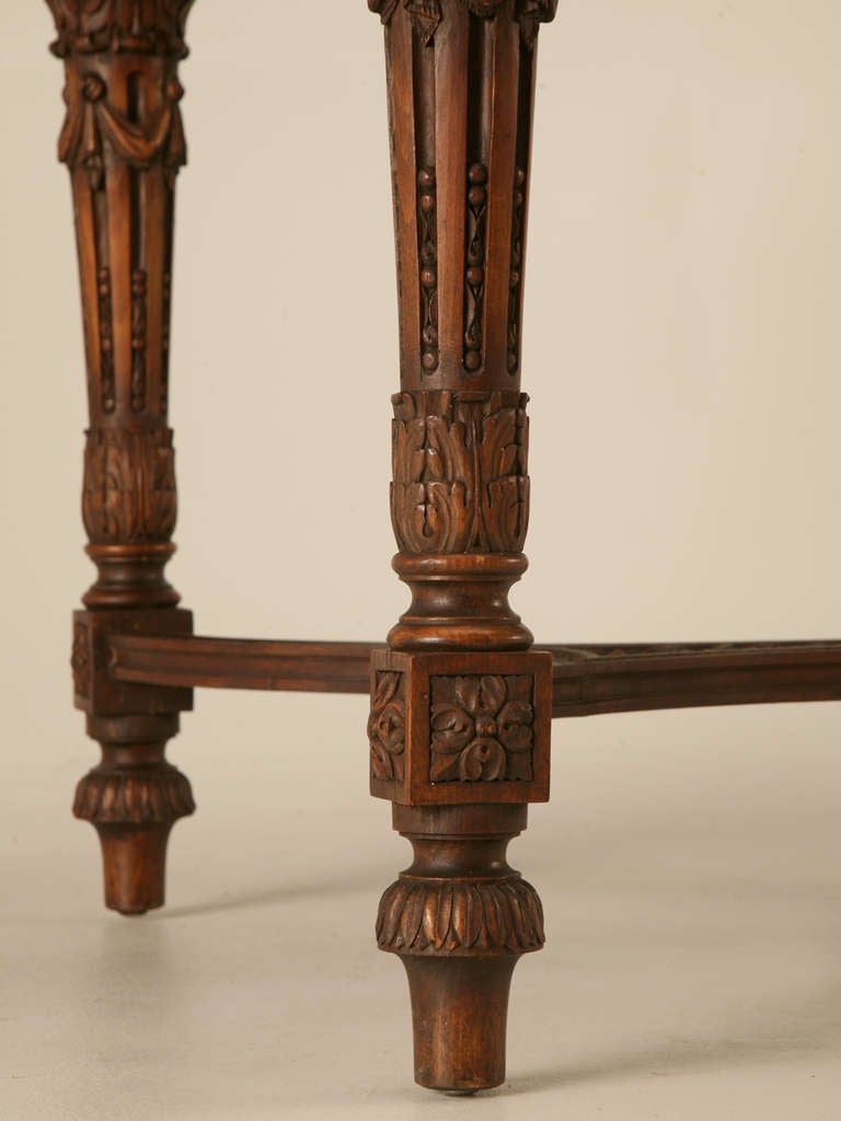Stellar Original Antique French Hand Carved Walnut Louis XVI Hall/Library Table 4
