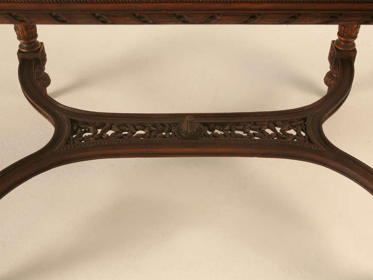 Stellar Original Antique French Hand Carved Walnut Louis XVI Hall/Library Table 5