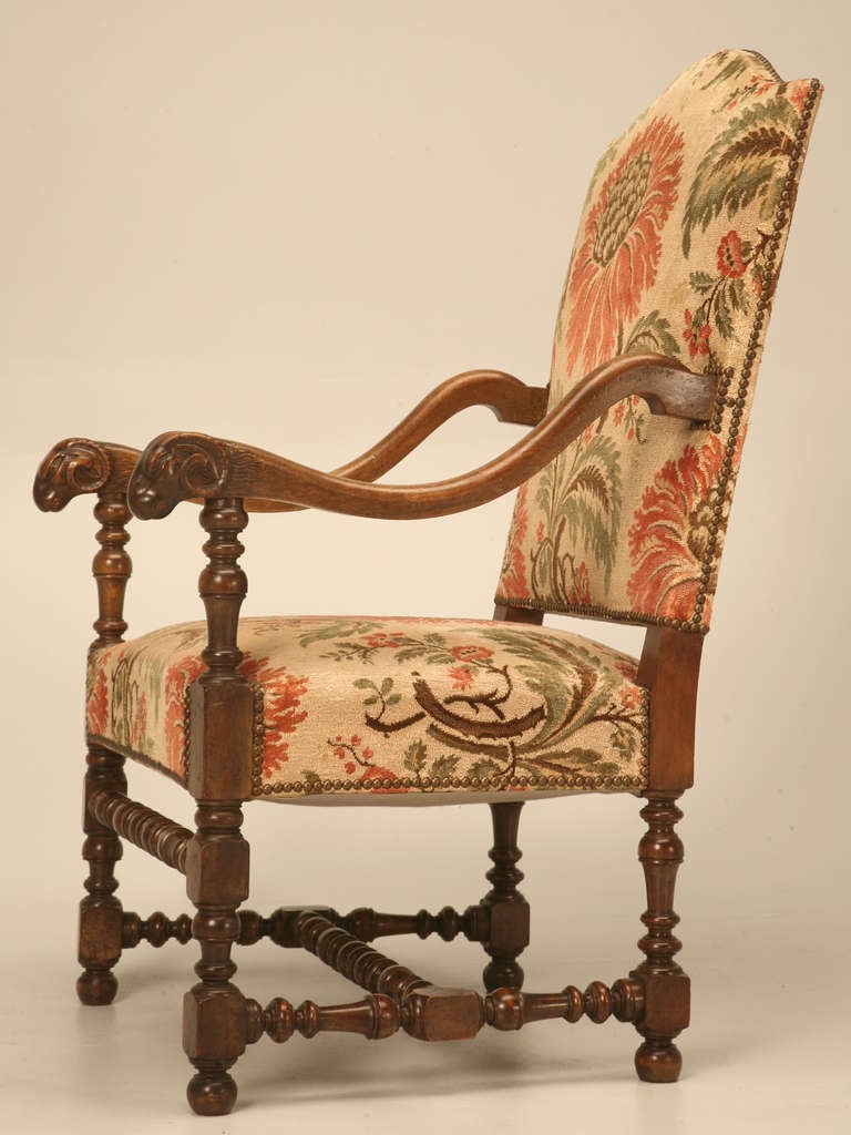 Magnificent Antique French Throne Chair w/Carved Ram Heads 4