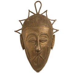 Highly Stylized & Decorative African Bronze Mask