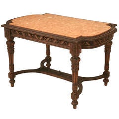 Stellar Original Antique French Hand Carved Walnut Louis XVI Hall/Library Table