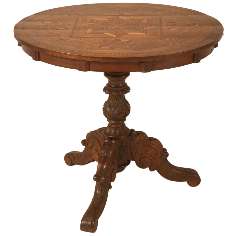 Breathtaking Antique Dutch Marquetry Tilt-Top Tea/Games/Breakfast Table