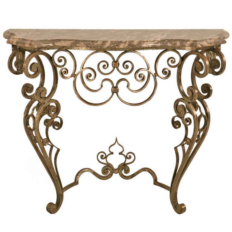 Stellar and Ornate Iron and Stone Console Table w/Tremendous ...