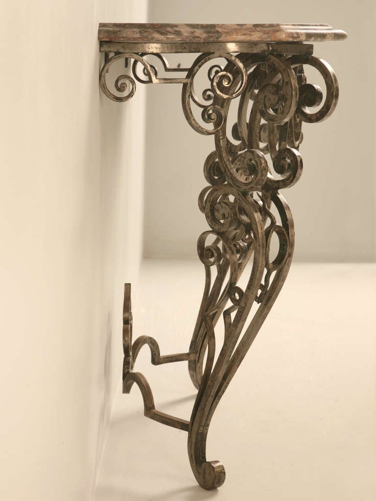 Baroque Stellar & Ornate Iron and Stone Console Table w/Tremendous Craftsmanship