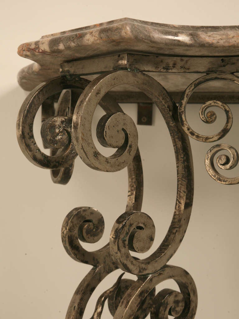 Stellar & Ornate Iron and Stone Console Table w/Tremendous Craftsmanship In Good Condition In Chicago, IL