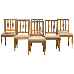 Set of Six Antique Italian Silverleaf Dining Chairs 1