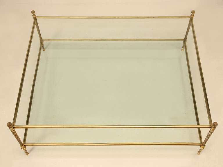 c.1960 Bronze and Glass French Mid-Century Modern Huge Coffee Table In Good Condition In Chicago, IL