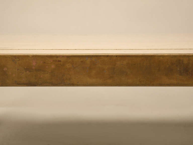 c.1960's Mid-Century French Travertine and Brass Coffee Table 3