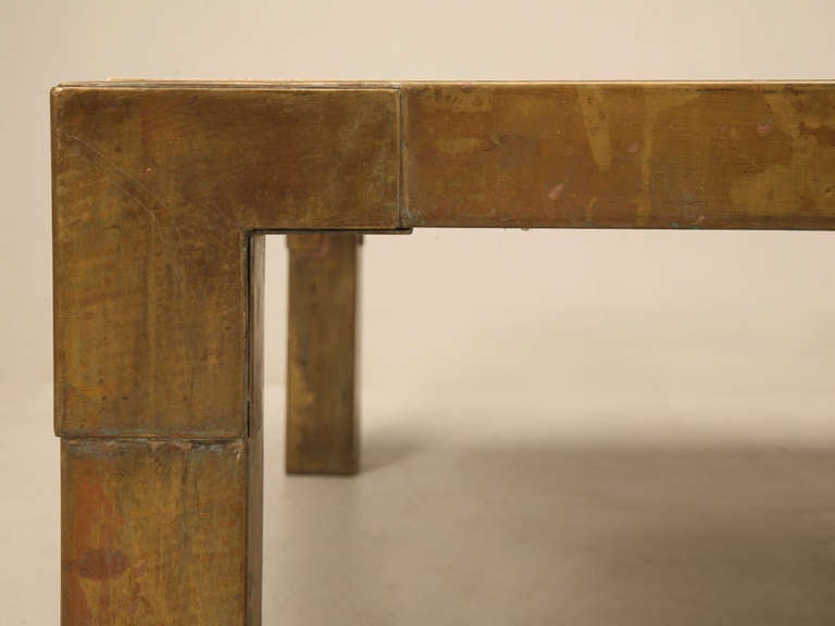 c.1960's Mid-Century French Travertine and Brass Coffee Table 4