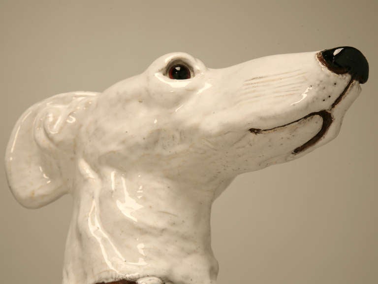 Mid-20th Century French Faicence Whippet Dog, circa 1960