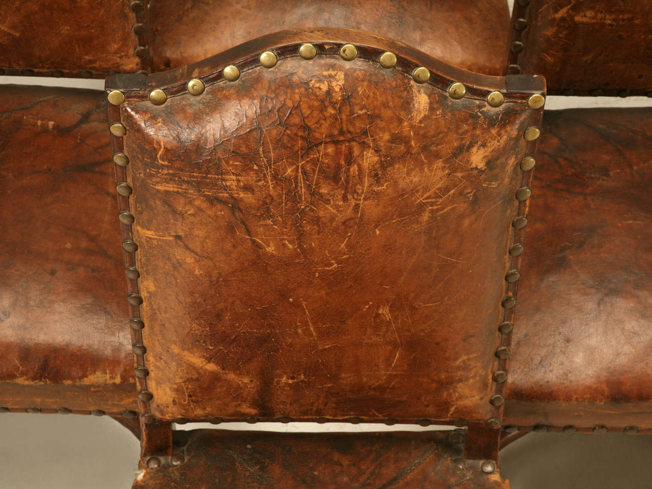 French Walnut Set of (Six) Os De Mouton Dining Chairs In Distressed Condition In Chicago, IL