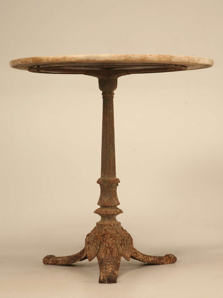 Incomparable Original Antique French Iron & Marble Bistro Table w/Hearts 1
