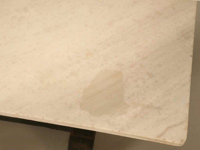 Spanish Colonial Incredible Original Unrestored Antique Spanish Marble Top Trestle Table