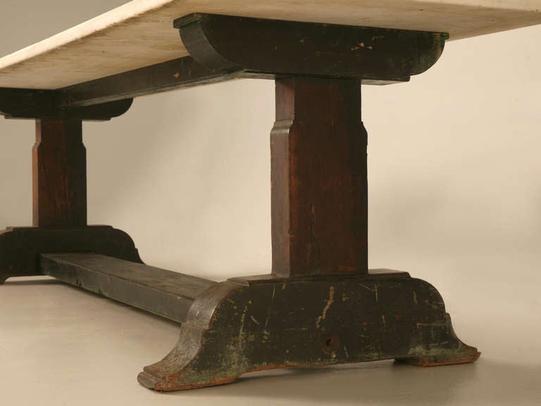 Incredible Original Unrestored Antique Spanish Marble Top Trestle Table 5