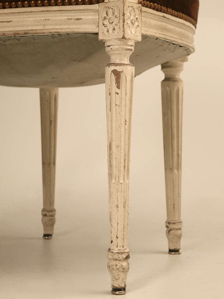 Striking Pair of Original Antique French Louis XVI Arm Chairs/Fauteuils 3