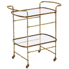 Vintage French Bronze and Brass Tea or Bar Cart
