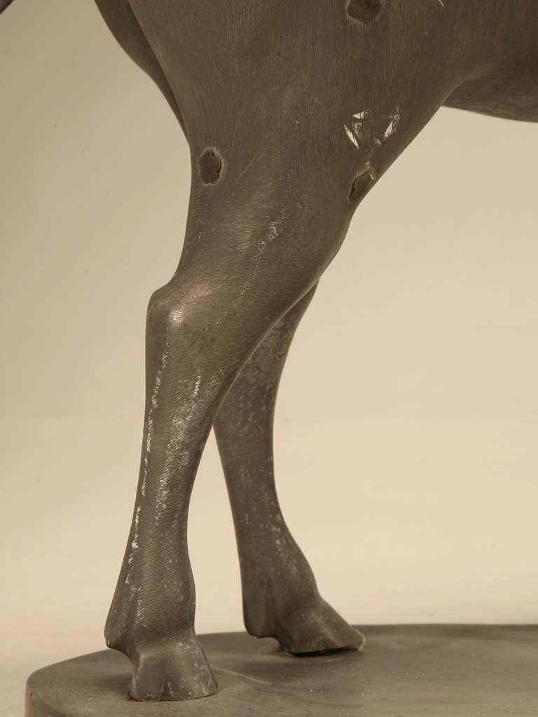 c.1930's French Zinc Stag Sculpture with Bronze Rosettes 4