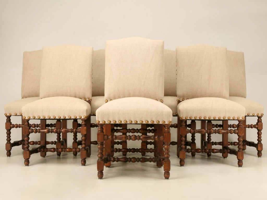 c.1920 Set of 10 Restored French Louis XIII Dining Chairs