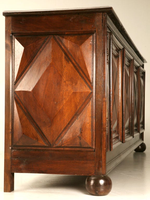 Circa 1840 Antique French Solid Walnut Louis XIII Gem-Cut Buffet