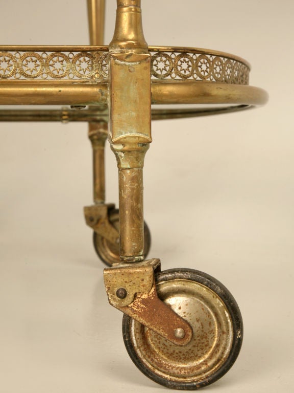 c.1930 French Bronze & Glass Tea Cart w/Removable Tray Top 7