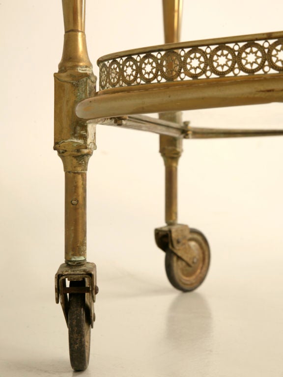 c.1930 French Bronze & Glass Tea Cart w/Removable Tray Top 6