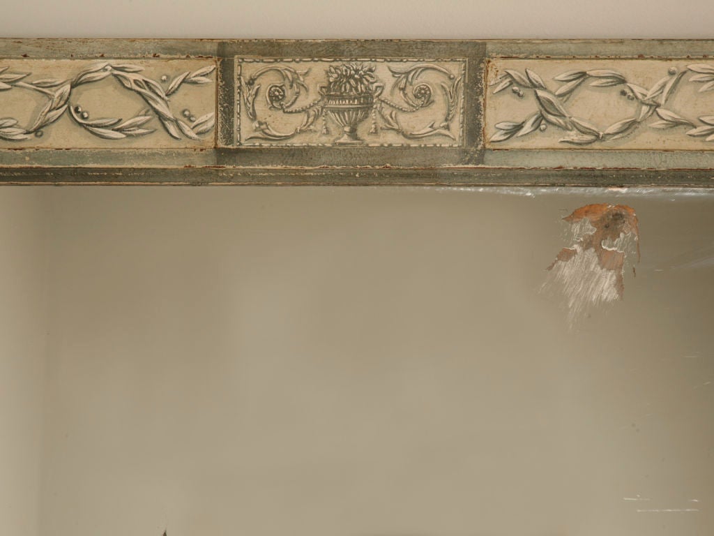 c 1850 Antique Italian Urn & Vine Mirror wOriginal Sugared Glass